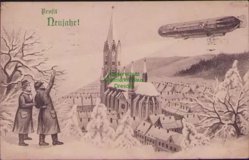 168404 AK Hamburg 1913 Profit Neujahr! Zeppelin