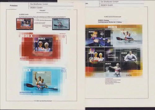 B-50301 Privatpost DEBEX Potsdam 2005 2006 Sammlung 10 Seiten Sportland Brandenb