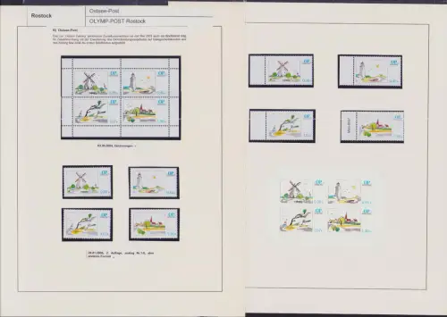 B-50305 Privatpost OP Ostsee Olymp Post Rostock Sammlung 14 Seiten Schiffe Marin
