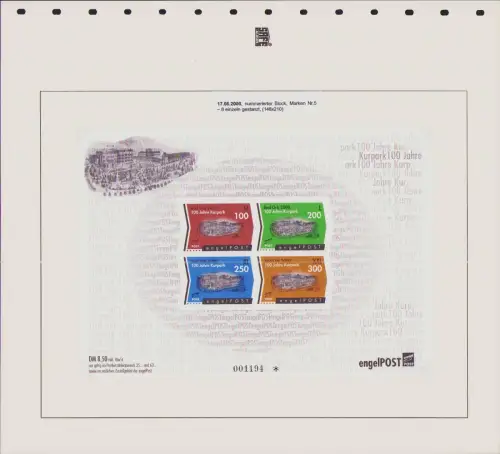 B-50314 Privatpost Engel Post Hanau 2000 Bad Orb 100 Jahre Kurpark nummerierter