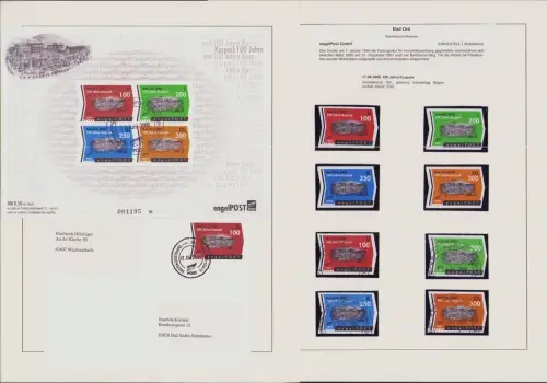 B-50315 Privatpost Engel Post Hanau 2000 Bad Orb 100 Jahre Kurpark Satz postfris