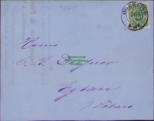 B22913 Faltbrief Görlitz 1875 DR 31 EF  1875 Vertreteranzeige