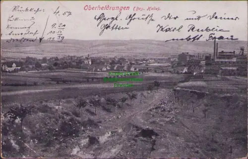 164699 AK Oberheldrungen Bez. Halle 1923 Fabrik Bergbau Förderturm marke abgelös