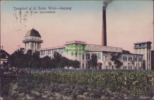 164784 AK Teesdorf a. d. Bahn Wien-Aspang K. k. pr. Spinnfabrik Fenxdorf 1915