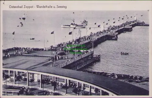 168564 AK Ostseebad Zoppot Danzig 1934 Wandelhalle u. Seesteg