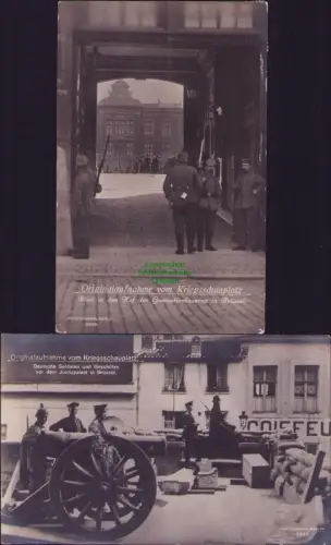 168515 2 AK Originalaufnahme vom Kriegsschauplatz 1914 Blick in den Hof der Gren