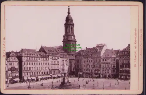 B22905 Foto auf Hartpappe Dresden 1893 Altmarkt mit Kreuzkirche Kaufhaus Renner