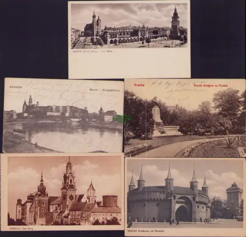 168368 5 AK Krakau Krakow 1914 1940 Rynek Glowny Alt-Markt Wawel Königsschloss D