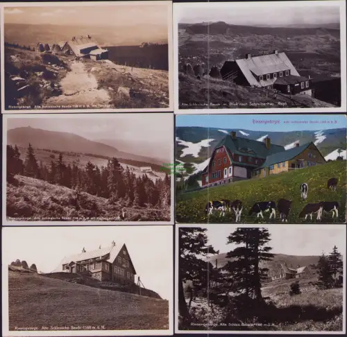 168536 6 AK Riesengebirge Alte schlesische Baude 1916 1934 mit Talblick Blick na