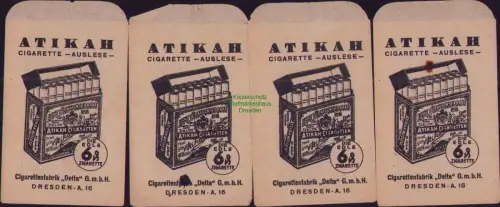 B23016 Dresden Cigaretten Fabrik Delta 2x Tütchen Delta Russen ATIKAH Auslese