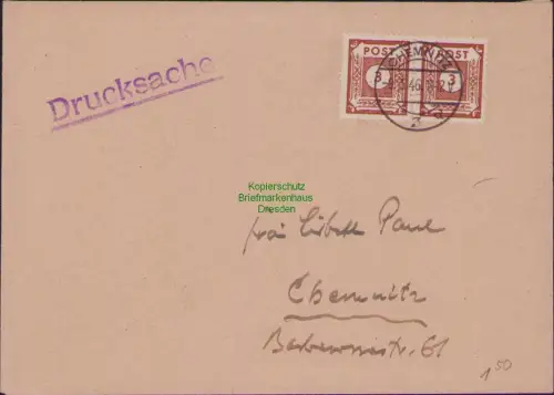 B23056 Brief SBZ Ostsachsen 1946 56 MeF Chemnitz Ortsdrucksache