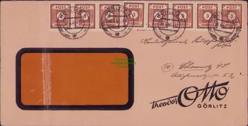 B23058 Brief SBZ Ostsachsen 1946 56 MeF Görlitz nach Chemnitz Umschlag Langforma
