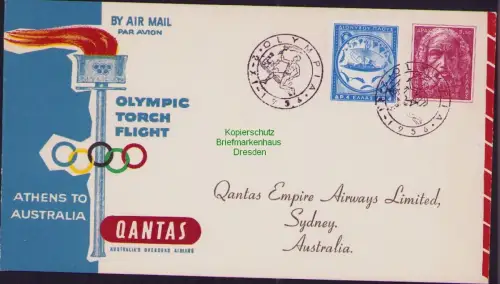 B23106 Brief Griechenland Olympia 1956 Athens to Australia Quantas