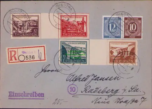 B23145 SBZ Thüringen Brückenbau WZd Zusammendrucke gepr. Ströh BPP n. Radeberg 