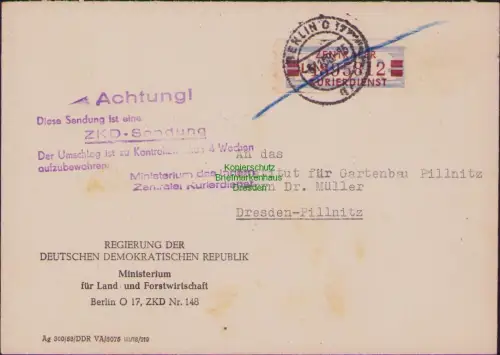 B23146 Brief Dienst B 21L Berlin Ministerium für Land- und Forstwirtschaft Berli