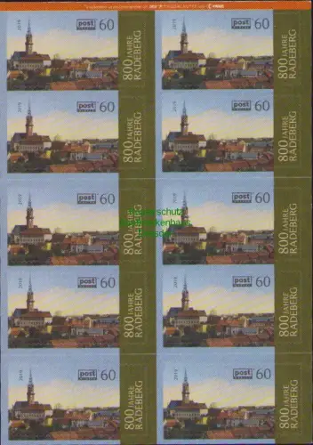 B23147 Privatpost Post Modern Dresden 2019 800 Jahre Radeberg 10x 60 cent selbst