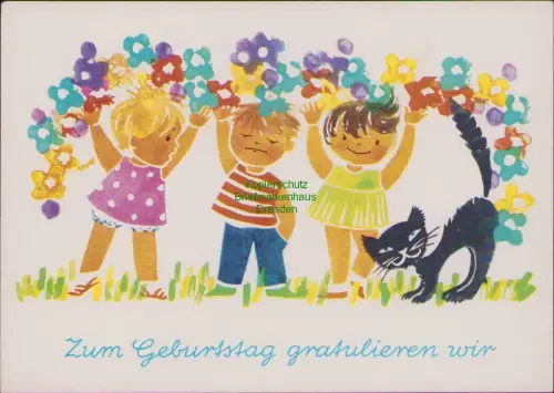 B23157 DDR Zeitgeschichte Postkarte Geburtstag 1969 Planet Verlag Berlin