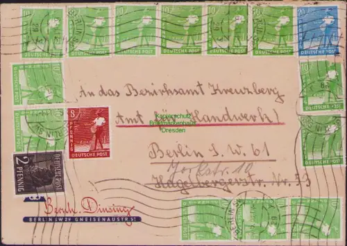 B23170 SBZ Währungsreform 1948 Ortsbrief Berlin SW 29 an Bezirksamt Kreuzberg
