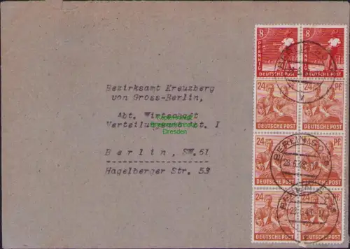 B23174 SBZ Währungsreform Zehnfachfrankatur 1948 Ortsbrief Berlin SO 36 nach SW