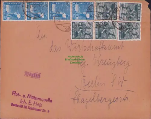 B23181 SBZ Währungsreform Zehnfachfrankatur 1948 Ortsbrief Berlin SO 26 nach SW