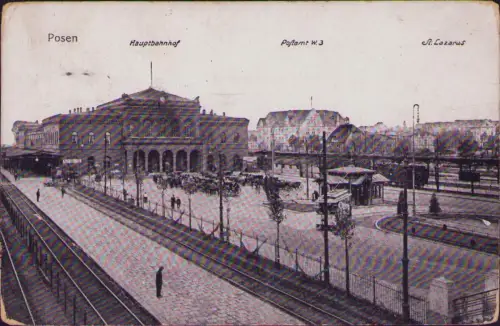 191615 AK Posen 1917 Hauptbahnhof Postamt W. 3 St. Lazarus