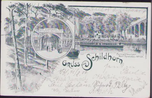 191622 AK Wirtshaus Schildhorn Berlin Grunewald R.SCHMIDT Amt Spandau 1900