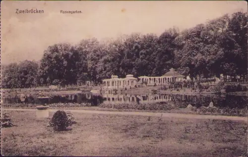 191691 AK Zweibrücken Rosengarten um 1920