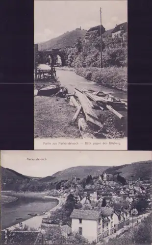 191693 2 AK Partie aus Neckarsteinach Hessen 1906 Blick gegen den Dilsberg