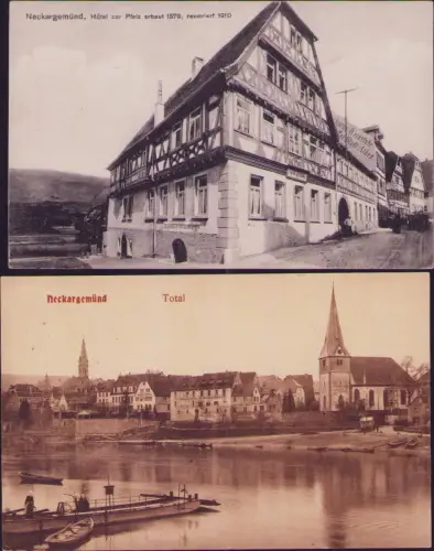 191694 2 AK Neckargemünd Hotel zur Pfalz erbaut 1579, renoviert 1910 Total Fisch