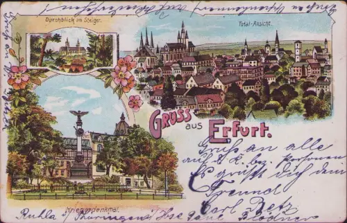 191696 AK Litho Erfurt 1909 Durchblick im Steiger Total-Ansicht