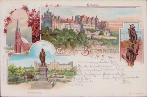 191703 AK Bernburg Saale Litho 1900 Martinskirche Schloss Verlag Reinicke & Rubi