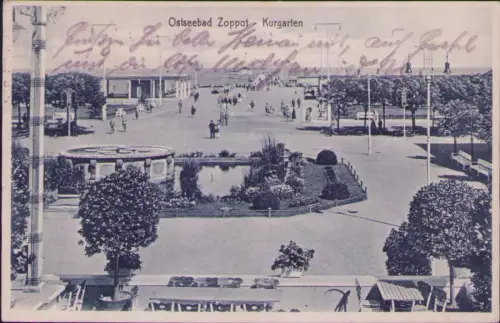 191711 AK Ostseebad Zoppot Kurgarten um 1925 Marke abgelöst