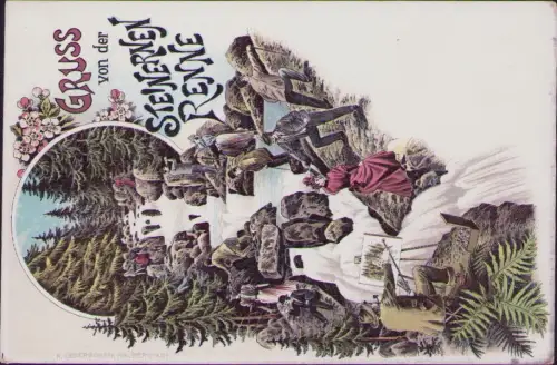 191717 AK GRUSS von der STEINERNEN RENNELitho um 1900