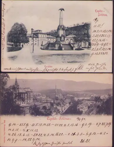 191729 2 AK Teplitz-Schönau Kurplatz 1898 Steinbad Stephansbad Verlag 284. Herma