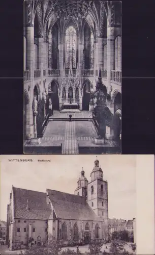191731 2 AK Lutherstadt Wittenberg Stadtkirche Schlosskirche Innenansicht 1910