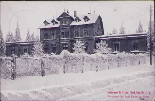 191747 AK Sommerfrische Schöneck i. V. 1911 Ferienheim der Stadt Plauen im Winte
