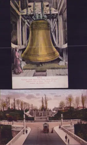 191757 2 AK Erfurt 1913 Berühmte große Glocke des Doms Maria Gloriosa gegossen 1