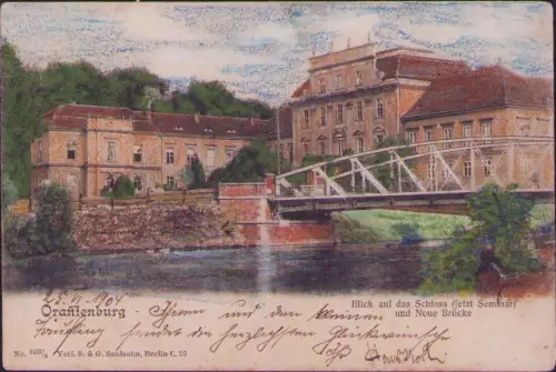 191758 AK Oranienburg 1904 Blick auf das Schloss (jetzt Seminar) Neue Brücke Ver