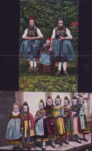 191786 2 AK Grußss aus Hessen TrachtenKunstverlag Siegfried Bäcker , Cassel 1908