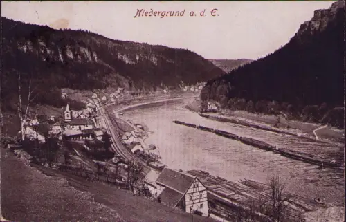 191797 AK Niedergrund a. d. Elbe bei Decin Tetschen um 1925 Marke abgelöst
