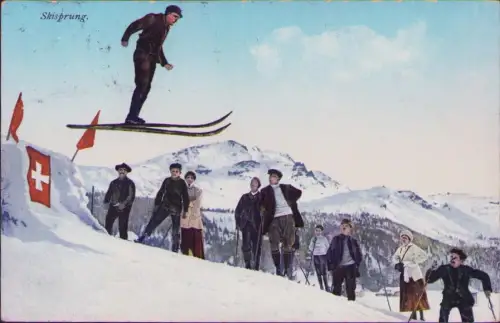 191822 AK Skisprung St. Moritz Dorf 1913