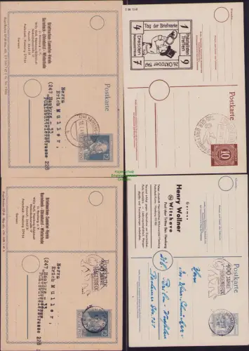 B-22957 Alliierte Besetzung 4x Ganzsache GS mit privatem Zudruck 1948 Wollner Wi