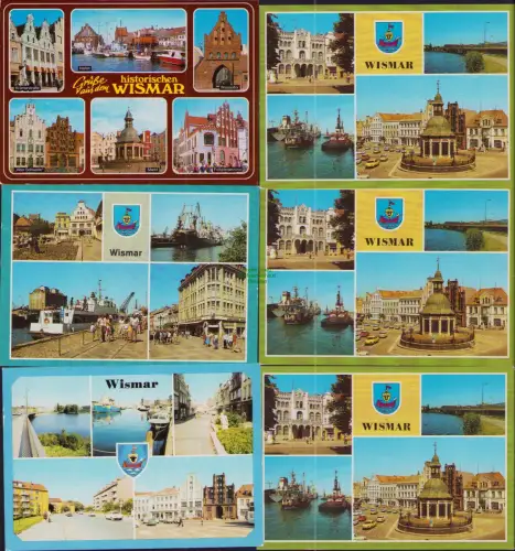 B-22973 12 AK Wismar Hafenstadt 1963 - 1991 Hafen Markt Alter Schwede Wasserkuns