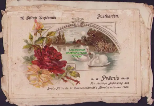 B-22986 Blumenschmidt Erfurt Duftende Postkarten 1902 Prämie für die richtige Au