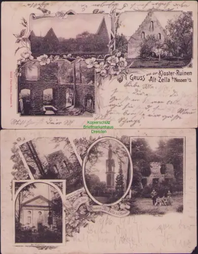 192421 2 AK Kloster-Ruinen Alt-Zella bei Nossen ALTER GIEBEL Abtei Kapelle der d