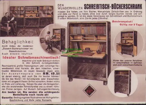 192431 AK Werbung Reklame Ekawerke Leipzig 1933 DEN WUNDERVOLLEN SCHREIBTISCH-BÜ