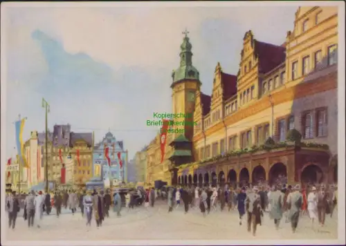 192432 AK Reichsmessestadt Leipzig Markt mit altem Rathaus um 1938  Alte Waage