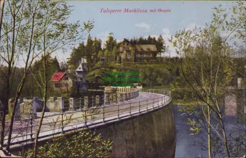 192442 AK Talsperre Marklissa mit Hospiz 1928