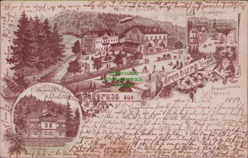 192450 AK Schäfermühie Hotel zur Bärenburg Villa Lehmann Gruss aus Bärenburg Erz