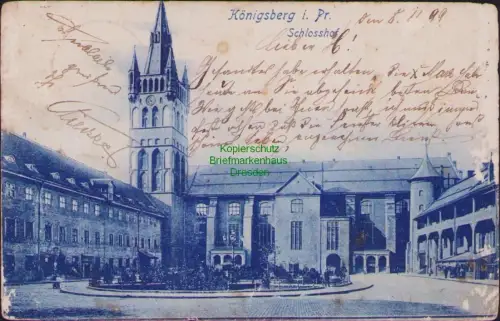 192560 AK Königsberg i. Pr. 1899 Schlosshof Soldatenkarte unfrankiert